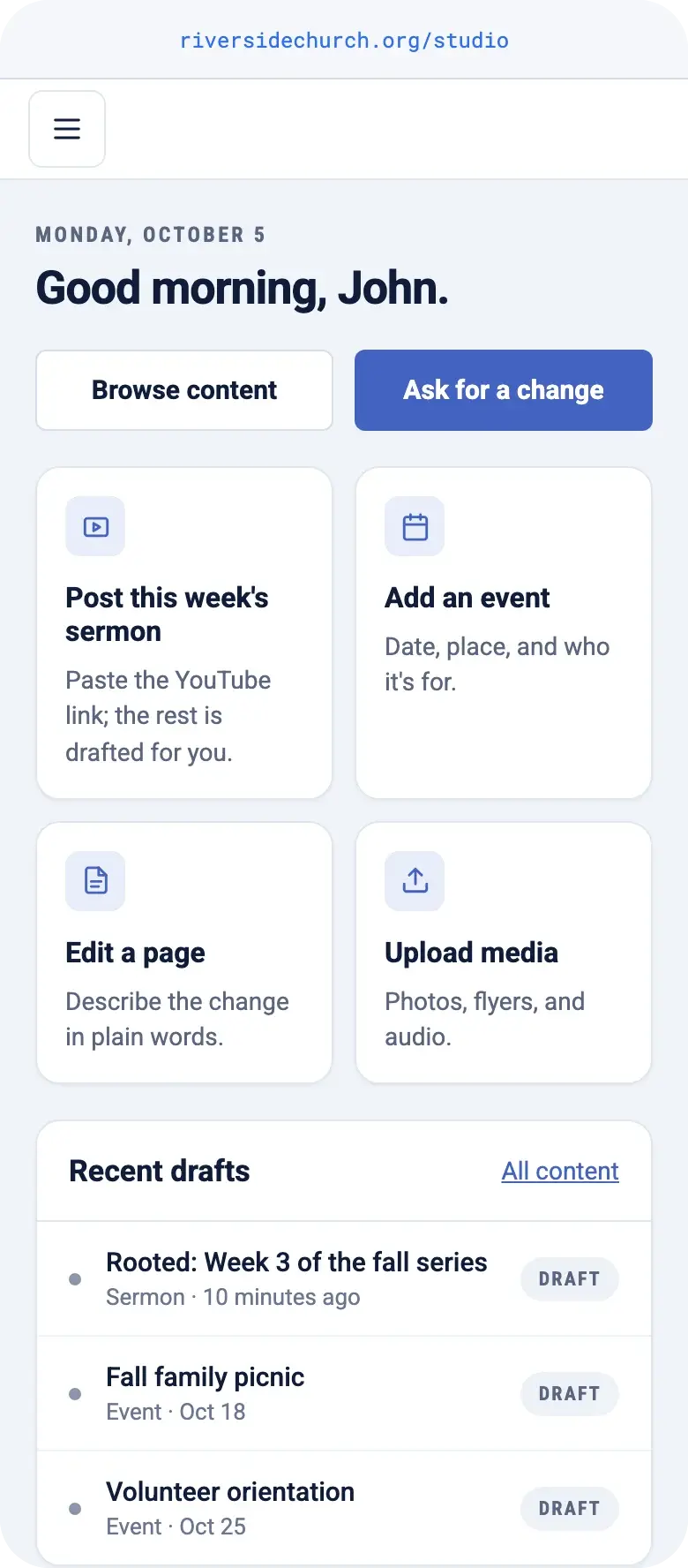NewCulture Studio dashboard on a phone
